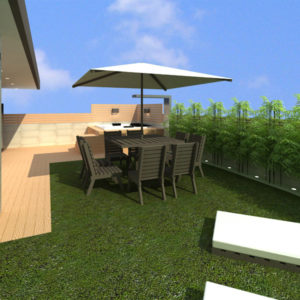 Render, vista de terraza en PH Júpiter