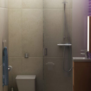 Render, vista de baño en PH Júpiter