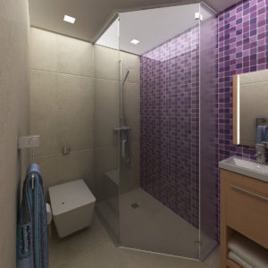 Render, vista de baño en PH Júpiter