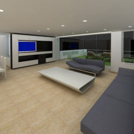 Render, vista de sala en apartamento de Lomas de la Alameda