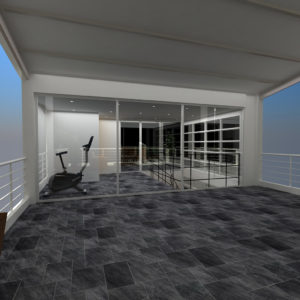 Render, vista de terraza en Casa Yuna