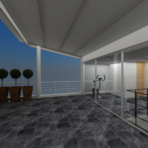 Render, vista de terraza en Casa Yuna