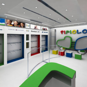 Render, vista interior de tienda Pipiolo Shoes Los Andes Mall