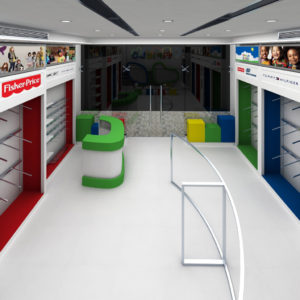 Render, vista interior de tienda Pipiolo Shoes Los Andes Mall