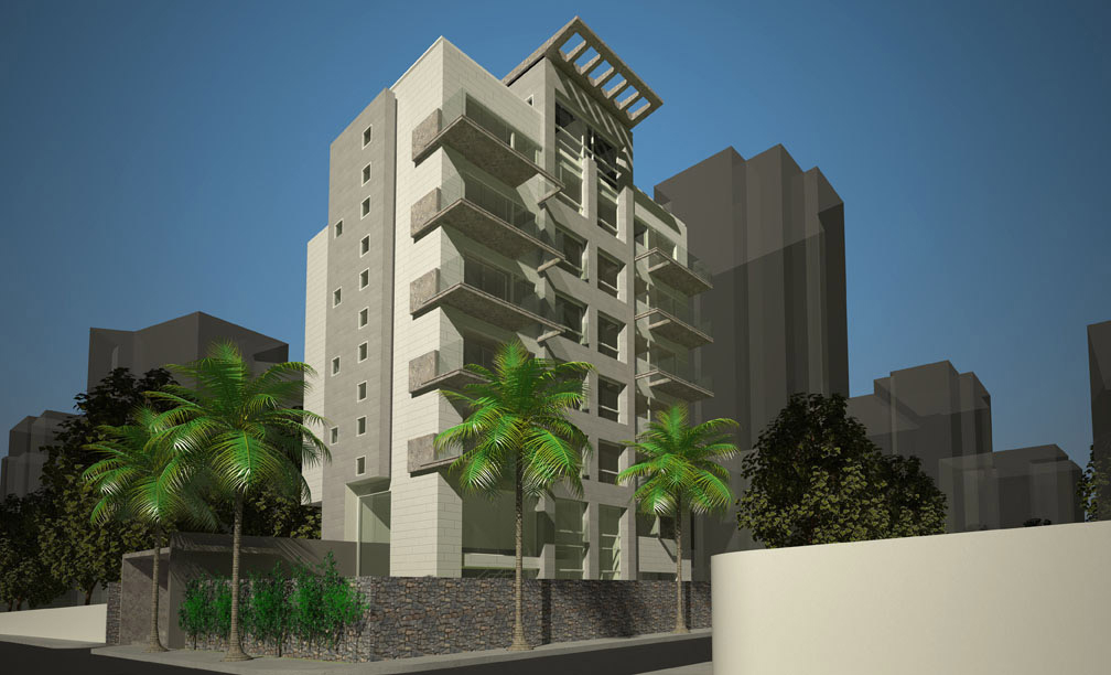 Render, vista peatonal de Residencias Santa Eduvigis