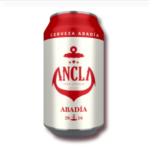 Render, vista frontal de lata de cerveza abadía Ancla