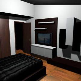 Render, mueble de TV y armarios en Residencias Araguaney